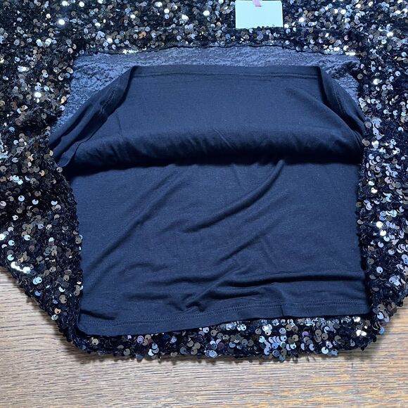 Alex Marie Sequined Blouse Stretch Short Sleeve Lined Party Top Black Womens XL - Picture 14 of 16